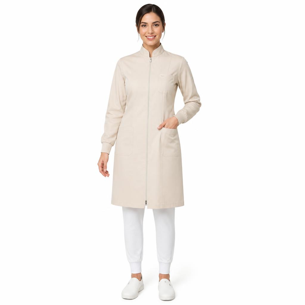 Jaleco feminino acinturado